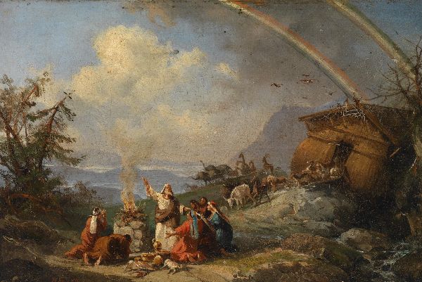 Thanksgiving After Leaving Noah’s Ark by Domenico Morelli (by 1901) Thanksgiving After Leaving Noah's Ark by Domenico Morelli