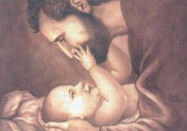 Baby Jesus Touching St. Joseph's Face