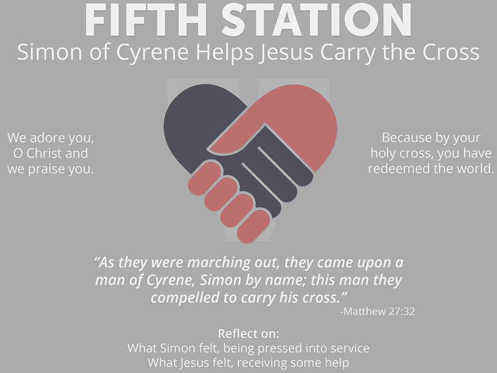 An Illustrated Guide to The Stations of the Cross - Fifth Station