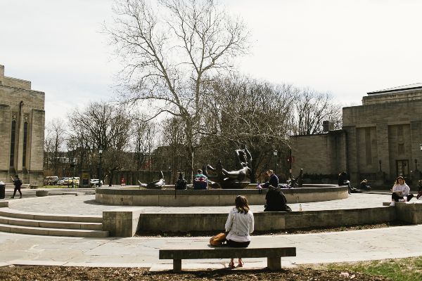 Students Sitting Outside at Indiana University