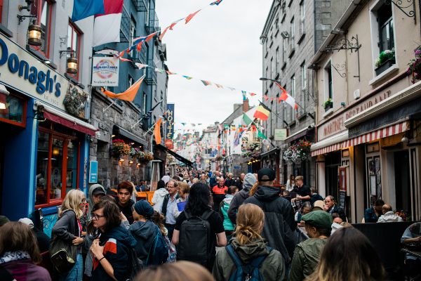 Crowds in a Street in Ireland
